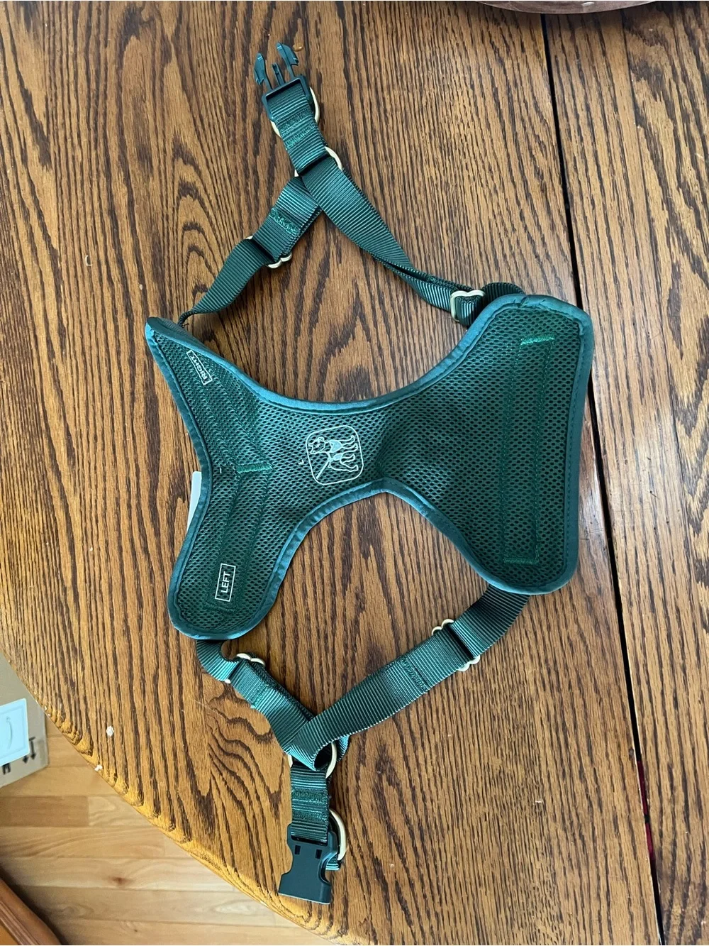 Hearth & Hand Green Plaid Large Pet Harness with Dark Trim